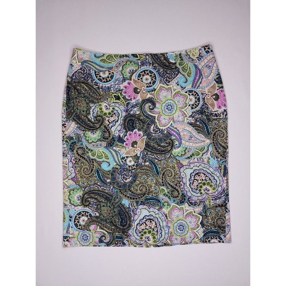 Talbots Dresses & Skirts - Talbots Paisley Floral Print Pencil Skirt Womens 10 Multi Color Pastel Lined